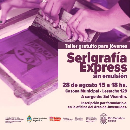 Taller gratuito para jóvenes de Serigrafía Express